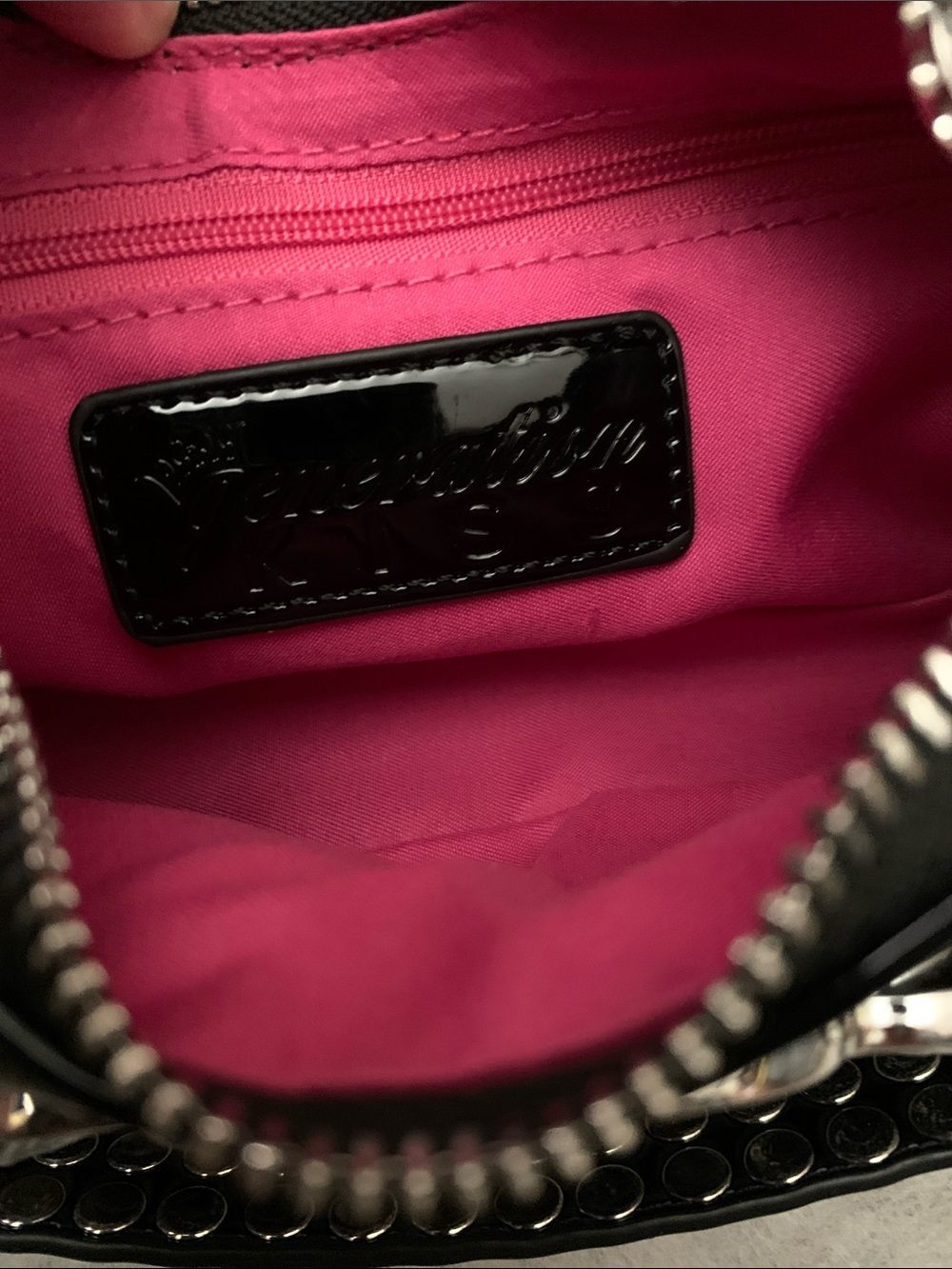 Dolls Kill Generation Kiss Black Patent Shoulder Bag with Studded Strap - Picture 6 of 8